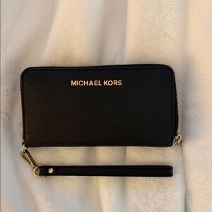 Michael Kors Black and Gold Wristlet
